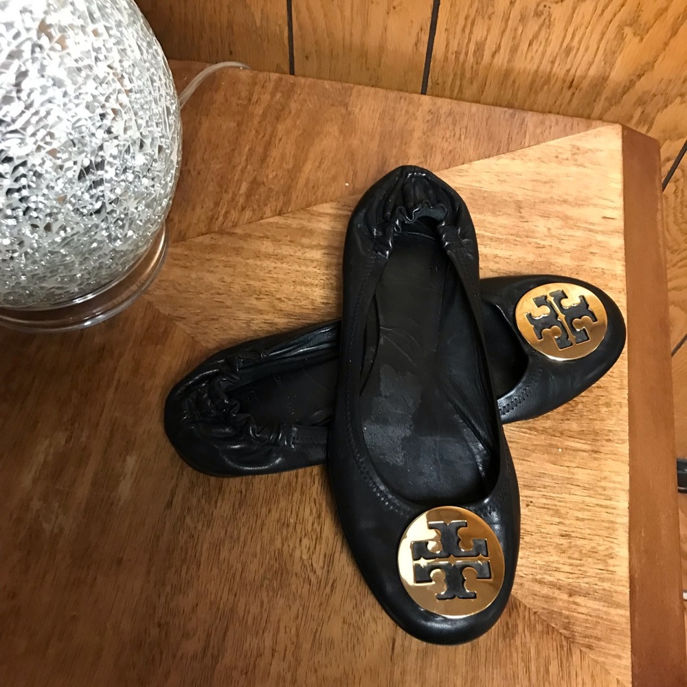 Tory Burch Reva Leather Ballet Flats 8-M Black - Picture 9 of 10